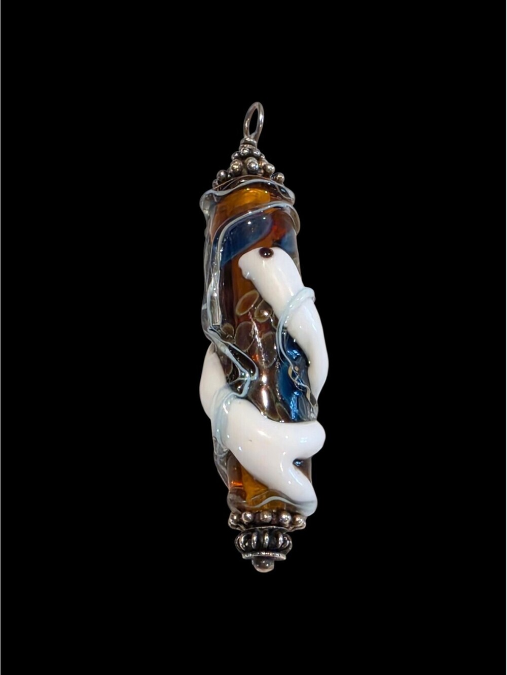 Artisan Lampwork Glass Seal Pendant 3D Sculptural Sea Lion Sterling
